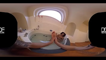 Intimate taking slim babe gives pov footjob