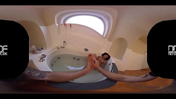 Intimate taking slim babe gives pov footjob