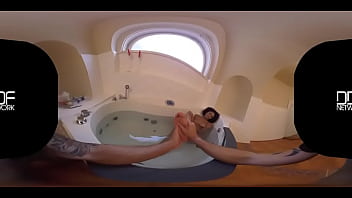 Intimate taking slim babe gives pov footjob