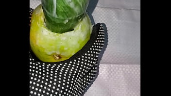 Tiny petite orange gets pounded by cucumber Tiny petite orange gets pounded by cucumber