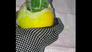 Tiny petite orange gets pounded by cucumber Tiny petite orange gets pounded by cucumber