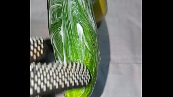 Tiny petite orange gets pounded by cucumber