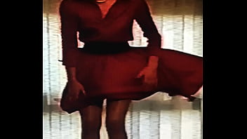 Lady in red for her boyfriend