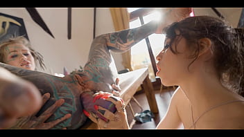 Hot tattooed pornstars extreme anal lesbian squirt fest