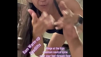 6am warm up deadlifts hinge at the hips maintain neutral spine push your feet through floor pull weight up keep bar