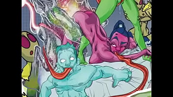 Am orgy scene from the erotic space opera comic roobix