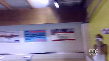 Natural tit blonde delivers debut pov blowjob