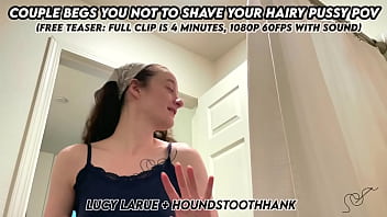Couple begs you not to shave your hairy pussy pov