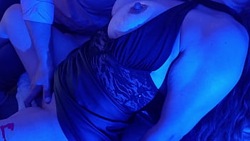 Hot latina milf under blue light gets oral sex dildo play and juicy vaginal fluids with orgasms