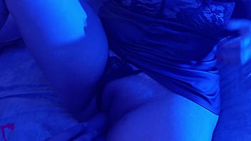 Hot latina milf under blue light gets oral sex dildo play and juicy vaginal fluids with orgasms