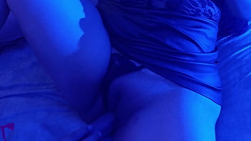Hot latina milf under blue light gets oral sex dildo play and juicy vaginal fluids with orgasms