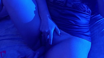 Hot latina milf under blue light gets oral sex dildo play and juicy vaginal fluids with orgasms