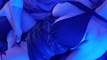 Hot latina milf under blue light gets oral sex dildo play and juicy vaginal fluids with orgasms