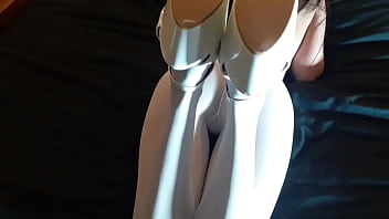 Milf with a big firm ass in white pantyhose and heels