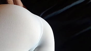 Milf with a big firm ass in white pantyhose and heels