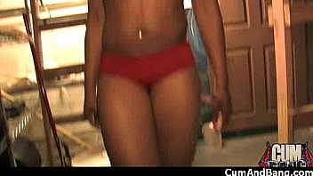 Ebony babe sucks group of white guys 4