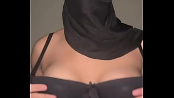 Hijab on tits out • arab muslim babe plays with her boobs and moans like a horny slut