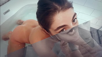 Hubby gets surprise bath tub fuck with sexy latina tru kait