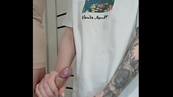 Stepmom's friend jerked off my dick at a house party