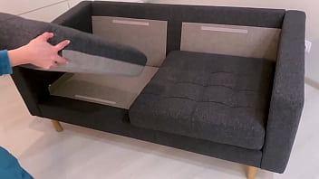 Hot Brunette With Big Ass In Sexy Panties Sucks Cock And Fucks Guy On New Sofa Right After Unpacking And Setting Up thumbnail