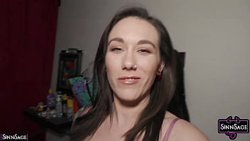 Nasty brunete sinn sage takes off her lingerie and sucks a dick