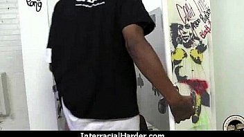 Busty blonde fucks and sucks a huge black monster cock 27