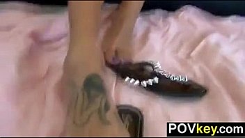 Sexy girls feet close up point of view