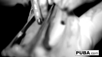 Busty babe has some fun