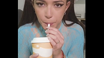 Playing with junk food between my mouth and my hair