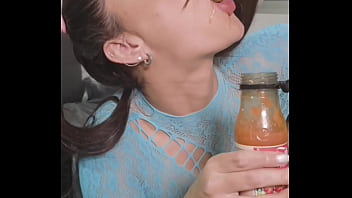 Playing with junk food between my mouth and my hair