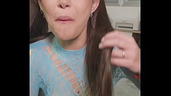 Playing with junk food between my mouth and my hair