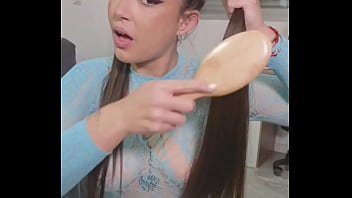 Playing with junk food between my mouth and my hair