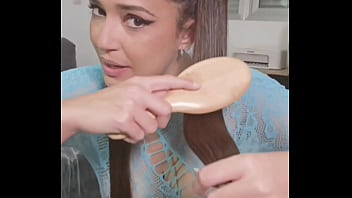 Playing with junk food between my mouth and my hair