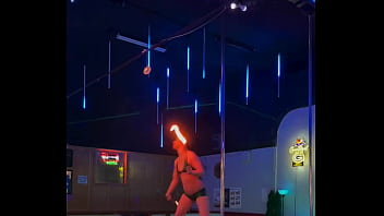 Destiny mae dancing and playing with fire on stage at the strip club
