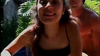 Petite latina pounded outside