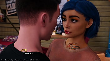 Being a dik #205 talking to the busty pierced blue hair grunge girl about our feelings