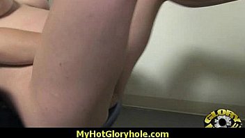 I sneak black bj as i fuck husband thrue gloryhole 5