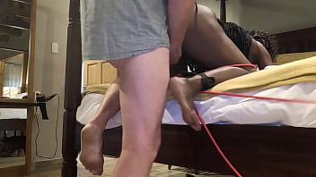 Milf gets tied up and teased before being fucked from behind