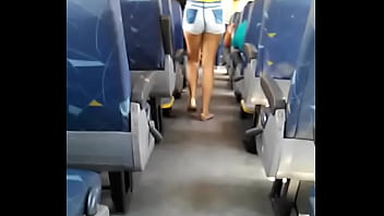 Hot skinny teen inside bus