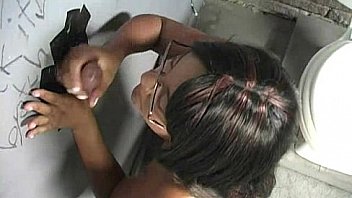 Ebony teen cleaning all the cocks at gloryhole 28