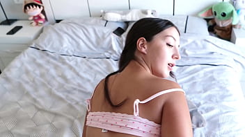 Big ass stepsister watching porn when i entering in her room fuck her tight pussy and cum inside