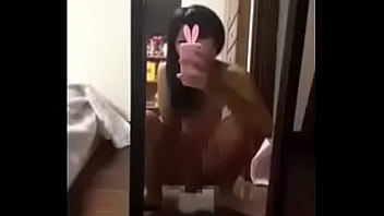 鏡越しオナニー