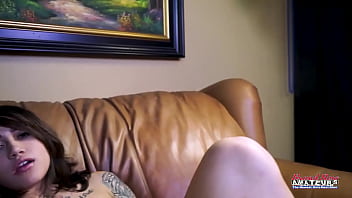 Brunette cutie rihanna dildo fucks her pussy and deepthroats a hard cock