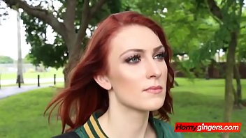 Glamorous redhead getting her throat fucked full