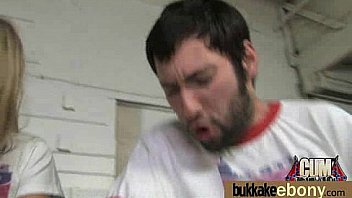 Ebony gets group cumshots 5