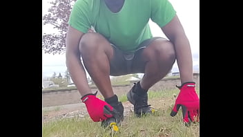 Taking an exercise routine i learned indoors and privately practicing it outdoors 3