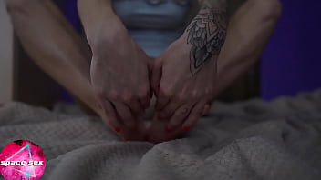 Sexy girl played by foot closeup feet fetish