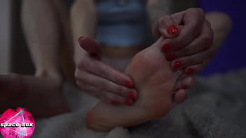 Sexy girl played by foot closeup feet fetish