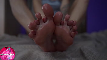 Sexy girl played by foot closeup feet fetish