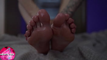 Sexy girl played by foot closeup feet fetish